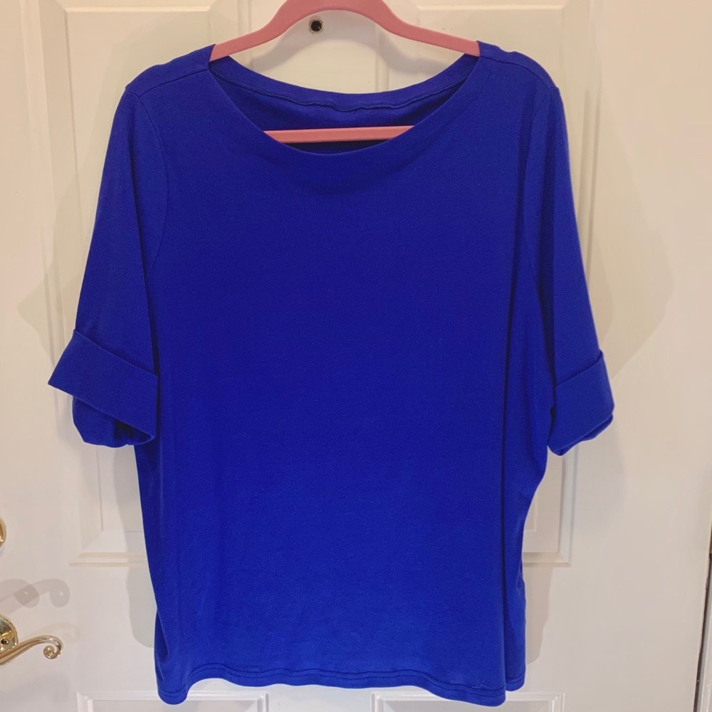 Royal Blue Boatneck Knit Top EUC